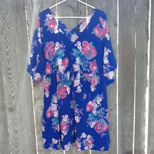 Torrid floral mini dress with V-neck and sleeves